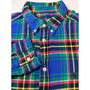 Ralph Lauren Blue Plaid Button-Down Flannel Boy's XL(18/20)‎